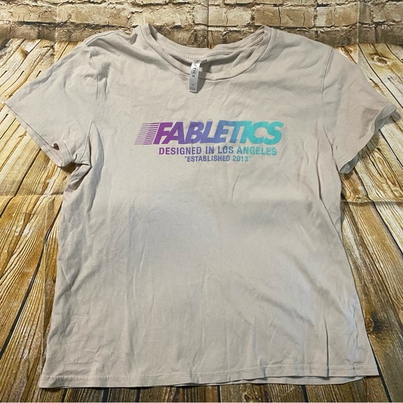 Fabletics White Purple Graphic R&R Short Sleeve T Shirt - Picture 1 of 3